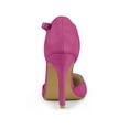 thumbnail image 2 of BLISSFUL STEP Women's Shoes Round Toe Stiletto Heel T-Strap Sandals Hot Pink 5.5, 2 of 7