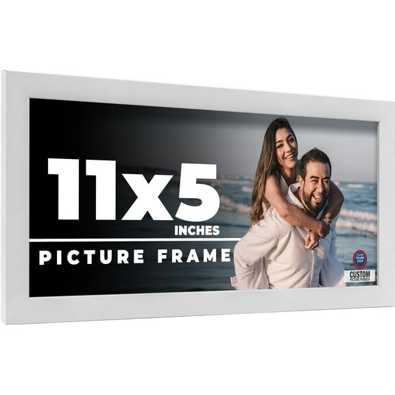 11x5 Frame White Solid Wood Picture Frame Includes UV Acrylic Shatter Guard Front, Acid Free Foam