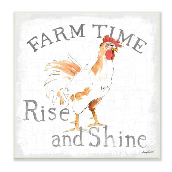 Stupell Industries Rise and Shine Morning Farm Animal Chicken Rooster Graphic Art Unframed Art Print Wall Art, 12x12, by Avery Tillmon
