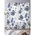 thumbnail image 2 of Sheer Curtains 84 inches Long 2 Panels Set Nautical Coastal Ocean Retro Coral Starfish Black White Sheer Window Curtain Rod Pocket Voile Drapes for Living Room/Bedroom, Each 52" W x 84" L, 2 of 7