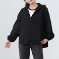 thumbnail image 2 of Women's Lightweight Hooded Jacket Long Sleeve Zip Up Breathable Solid Color Outerwear with Pockets Black XXL, 2 of 7