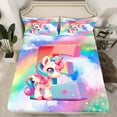 thumbnail image 2 of Erosebridal Cartoon Unicorn Sheet Set King, Glitter Rainbow Bedding Sets King Size, Monogrammed E King Sheet Sets, Breathable Room Decor, 4 Pieces, 2 of 7