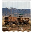 thumbnail image 3 of Ambesonne Wagon Wheel Shower Curtain, Western Style, 69"Wx84"L, Brown White, 3 of 3