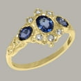 thumbnail image 2 of LBG British Made 18k Yellow Gold Natural Sapphire & Diamond Womens Statement Ring - 33 size options - Size 9.25, 2 of 5