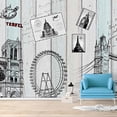 thumbnail image 3 of IDEA4WALL 4pcs Abstract Banksy Street Art Peel and Stick Wallpaper Removable Wall Murals Large Wall Stickers for Home Decoration, 66"x24", 3 of 5