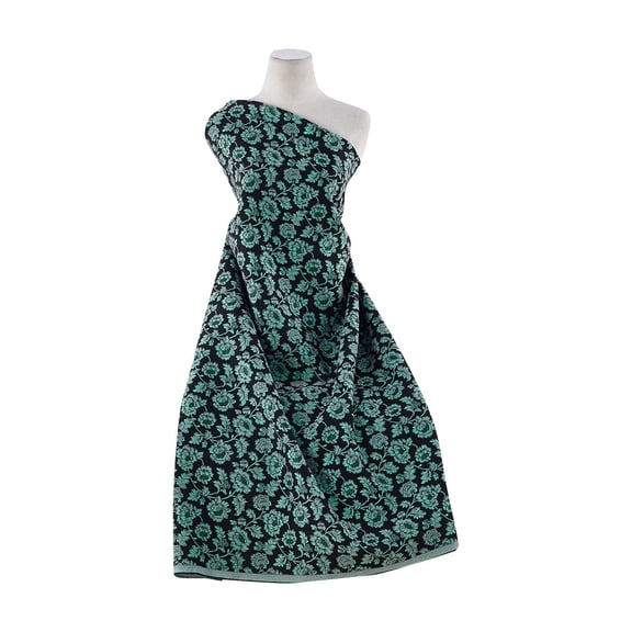 Zelouf Floral Brocade With Metallic , Sewing, DIY, Crafts Fabric by the Yard, Black/green, 3 Yard