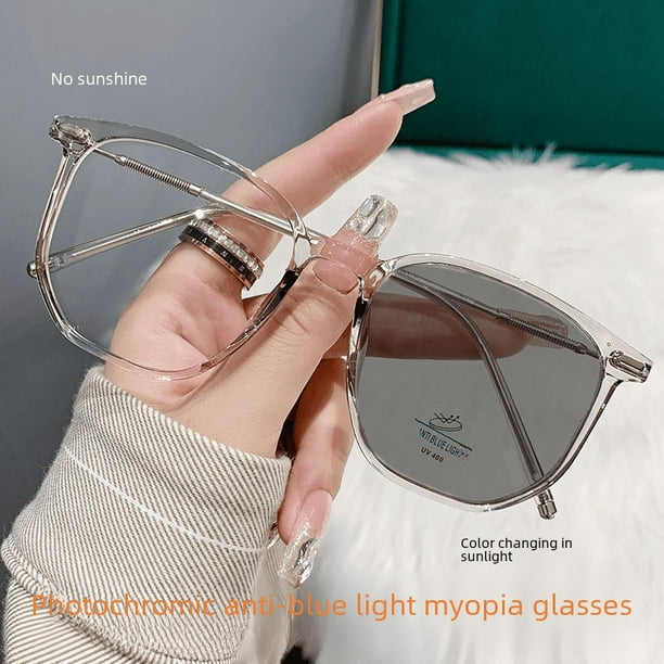 Gafas fotocromáticas para miopía, gafas retro poligonales antiluz azul, montura para hombre, gafas lisas de combinación múltiple, gafas para miopía para mujer
