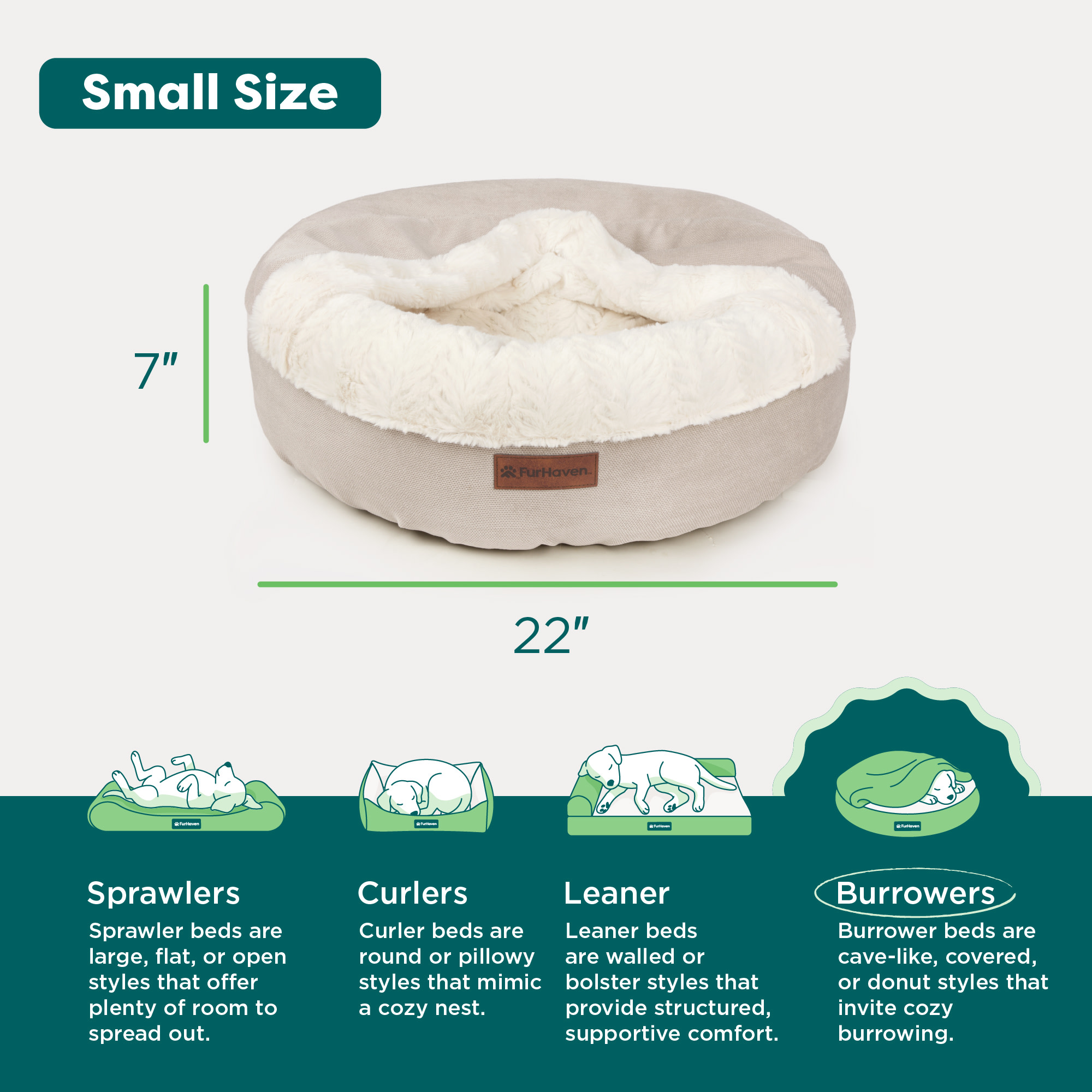 Furhaven Hooded Donut Calming Pet Bed, Small, Taupe photo 4
