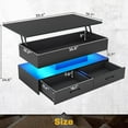 thumbnail image 2 of 40" Lift Top Coffee Table with Storage, Modern Coffee Table with LED Lights and 2 Drawers, Small Coffee Table for Living Room, Dining Reception Room, Black, 2 of 7