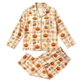 thumbnail image 6 of MEZZALL Women Halloween Autumn Button Front Long Sleeve Lapel Top With Chest Pocket Elastic Waist Full Length Pants Pajama Set Casual Home Wear Pajamas Relaxed Fit 2 Piece Pjs, 6 of 6