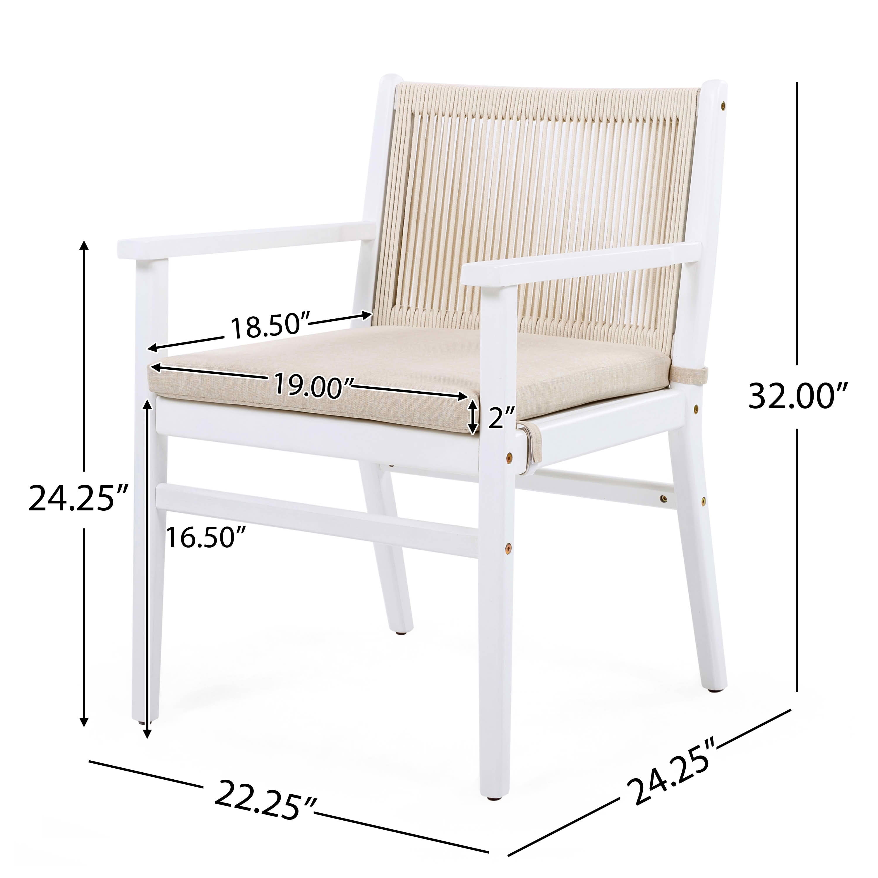 MAYEERTY Set of 2 Patio Vintage Rattan Solid Wood Dining Chairs with Waterproof Cushions