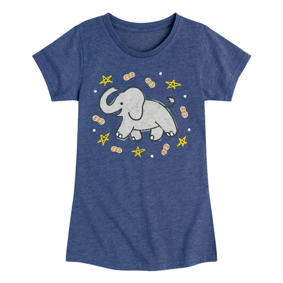 Instant Message - Elephants Love Peanuts - Toddler & Youth Girls Short Sleeve Graphic T-Shirt