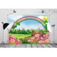 thumbnail image 2 of Fondo de tela con arcoíris y sol, encantador jardín de flores con dibujos de arcoíris, fondo de fotografía primaveral para decoración de fiestas, cumpleaños, baby shower, sesión de fotos, accesorios, 2 of 3