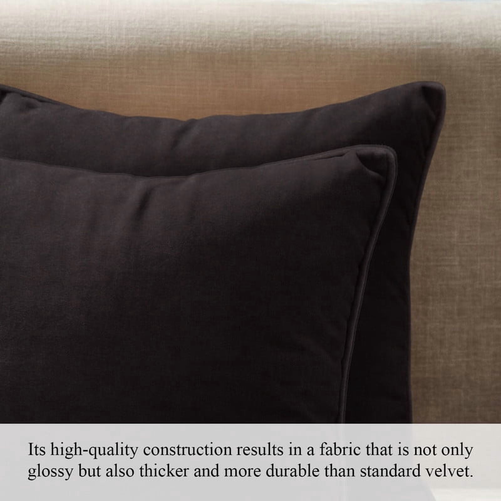 A1HC Set of 2 Luxurious Soft Velvet Throw Pillow Covers Only, 24"x24", Iron Grey, Decorative Cushion Covers with Hidden YKK Zipper for Sofa or Bed