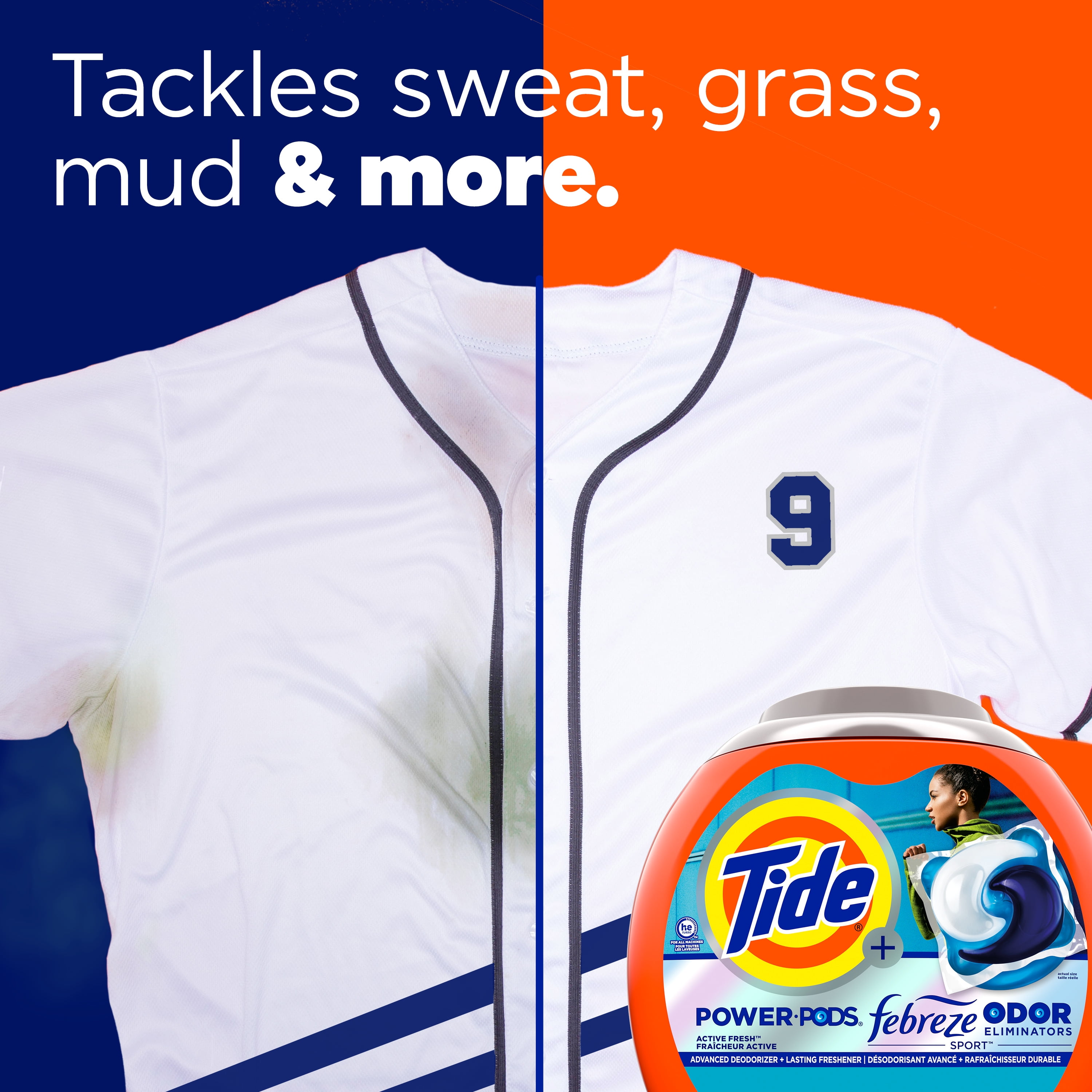 Tide Power Pods Laundry Detergent Soap Packs with Febreze, Sport Odor Defense, 25 Ct
