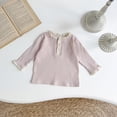 thumbnail image 6 of Baby Girl Pink Ribbed Long-Sleeve Top with Lace Trim & Henley Neck (6M-3T), 6 of 9