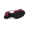 thumbnail image 5 of BLISSFUL STEP Women Round Toe Block Heel T Strap Pumps Burgundy 11, 5 of 7