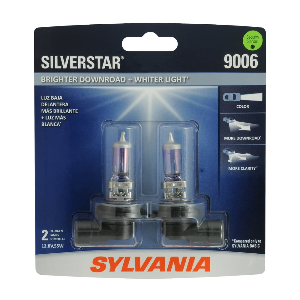 Sylvania 9006 SilverStar Auto Halogen Headlight Bulb, Pack of 2
