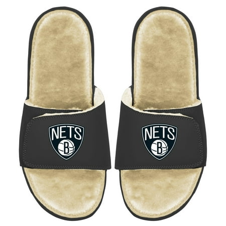 

Men s ISlide Black/Tan Brooklyn Nets Faux Fur Slide Sandals