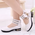 thumbnail image 5 of GiLiling Girls Mary Jane Dress Shoes, Lace Pearl Ankle Cuff, Bowknot with Pearl Rhinestone Tassel Detail, Rear Zipper Low Heel Princess Flats for Party Wedding (White, 10.5-11 Years), 5 of 7