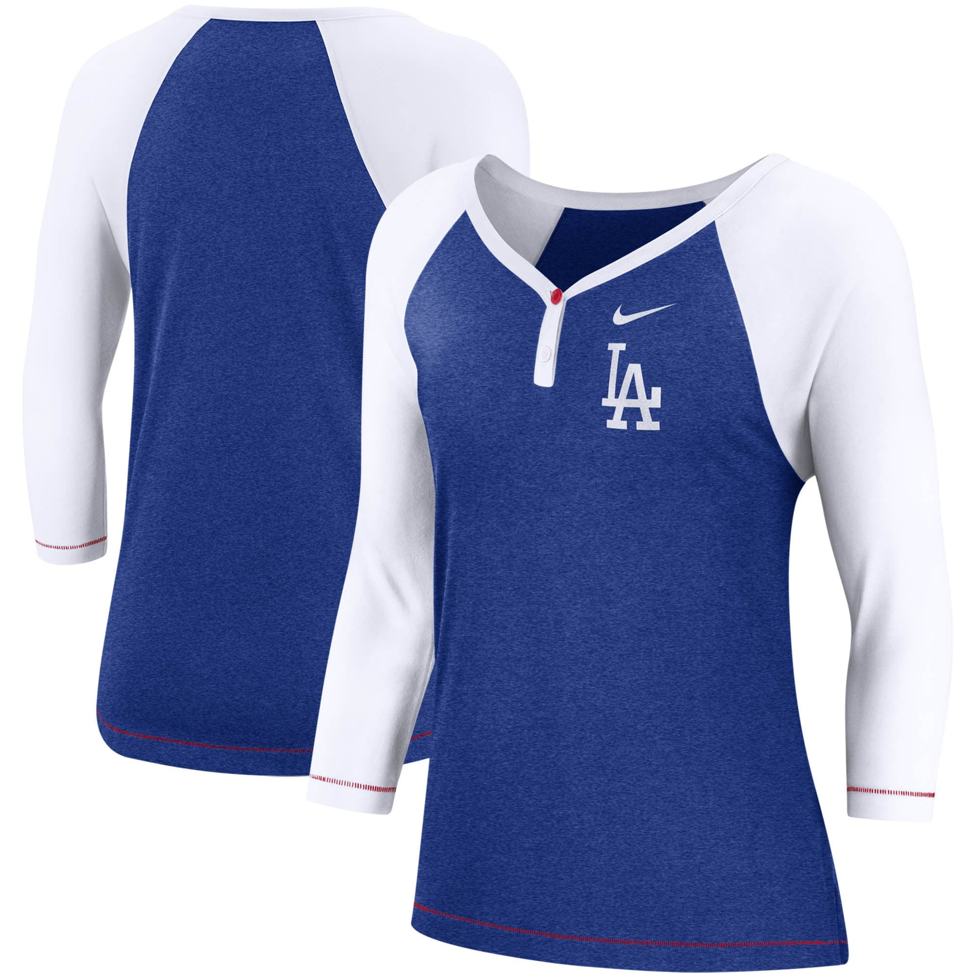 Los Angeles Dodgers Nike Women's Henley 3/4-Sleeve Raglan V-Neck T-Shirt - Royal - Walmart.com 