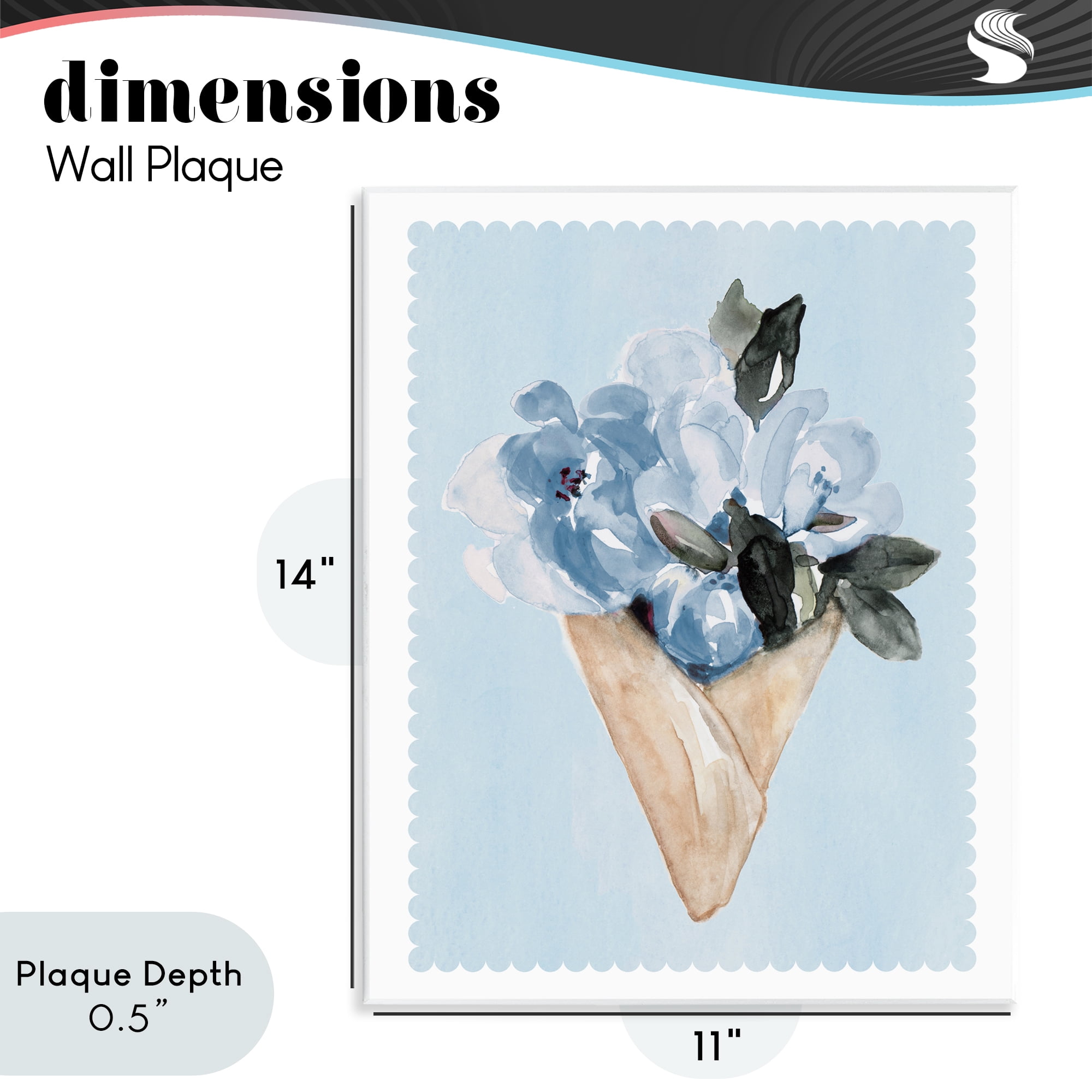 Stupell Industries Blue Flower Gift Bouquet Wall Plaque Art, design by Elizabeth Medley