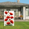 thumbnail image 3 of JOOCAR Linen Garden Flag with Red Poppies and Butterflies for Spring Summer Home Outdoor Garden Yard Door Decor 12x18 inch, 3 of 5