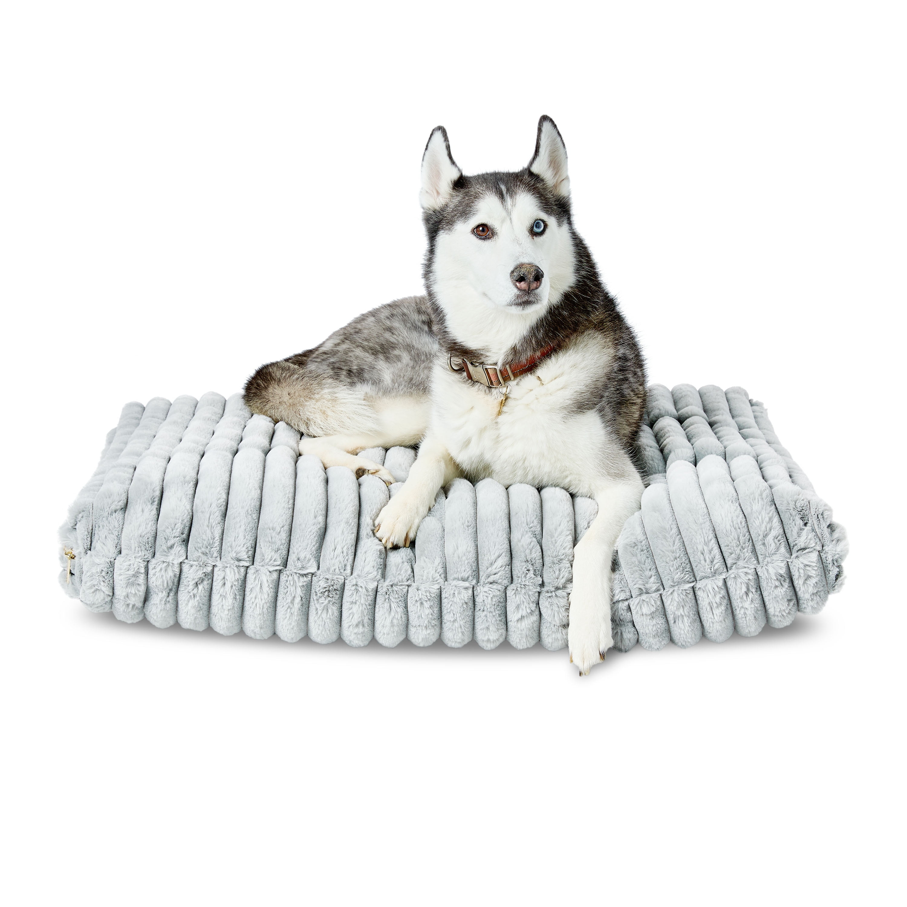 Vibrant Life Medium Ribbed Orthopedic Dog Bed, Gray, 35" x 26"