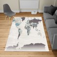 thumbnail image 2 of Earth Turkish Area Rug, Detailed World Map with All Countries Major Capital Cities Universe Continents, Carpet for Living Room Decor with Distressed Look, 2.6' x 5', Dimgray Eggplant, by Ambesonne, 2 of 4