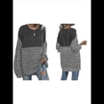 thumbnail image 3 of Suéter Holgado de Cuello Redondo para Mujer, de Otoño e Invierno, de Punto con Contraste de Colores. Gris Oscuro S, 3 of 7