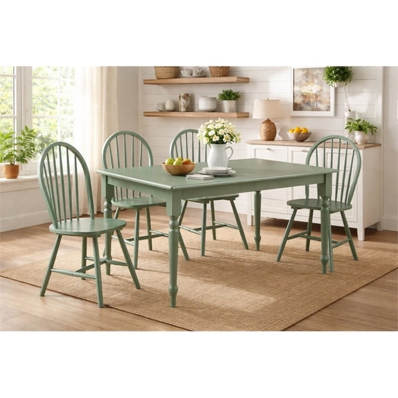 Boraam Carolina 5-Piece Wood Dining Set in Equestrian Green Finish