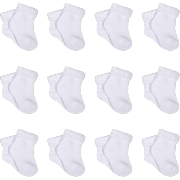 Gerber Baby Neutral 12pc Terry Socks, Sizes (Newborn-9 Months)