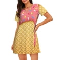 thumbnail image 1 of Balery Ice Cream Camisón de manga corta con cuello redondo para mujer, cómodo y elegante., 1 of 6