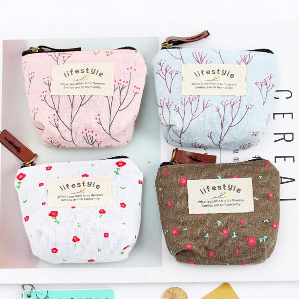 Paquete de 4 estuches para lápices, estuche para lápices, estampados florales, estuche para lápices de lona, bolsa de maquillaje multifuncional para cosméticos, bolsa para monedas. Namotu CZMR-ST76