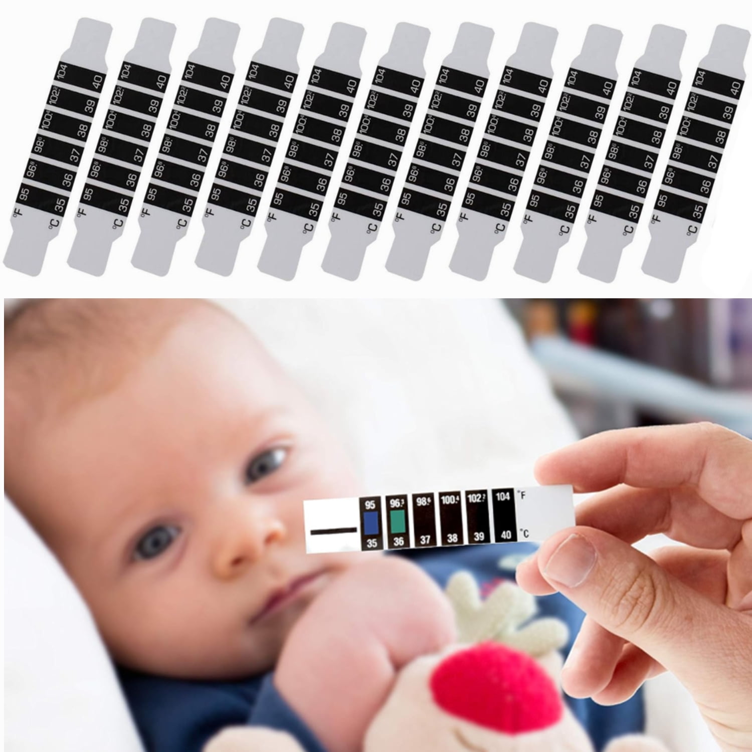 Scheam 11 Pcs Quick Read Forehead Thermometer Strips . Great for