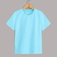 thumbnail image 2 of TOWED22 Boys T-Shirts Short Sleeve Crew Neck Soft Cotton Tees Basic Solid Color Casual Summer Tops(Light Blue,3-4 Y), 2 of 4