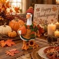 thumbnail image 5 of Bcylexb Autumn Harvest Goose Costume Holding Pumpkin, Knitted Beanie & Plaid Scarf Outfit Cute Porch Goose Clothes Garden Decor for Thanksgiving Holiday Display, 5 of 8
