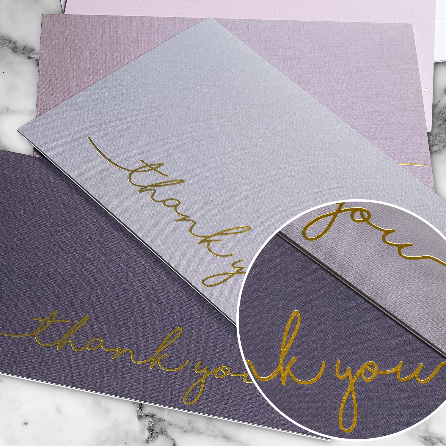 Thank You Cards-24 Bulk Blank Gold Foil Sets(6 Colors) Blank Greeting Cards with Elegant Floral Envelopes &Stickers for Wedding, Baby Shower, Bridal Shower, Business, Anniversary, Funeral -4" x 6"