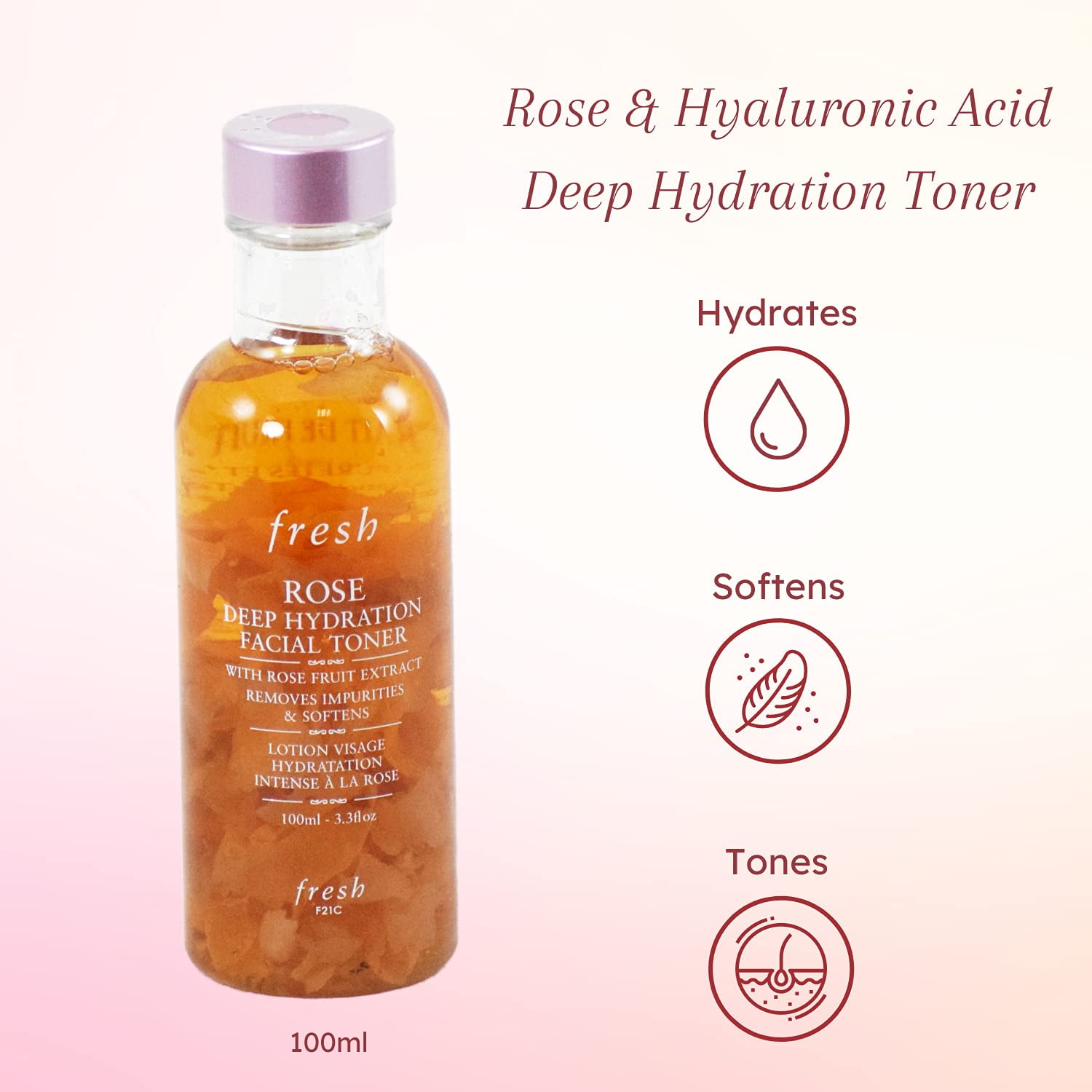 Fresh Rose Deep Hydration Facial Toner , 3.4 oz Toner