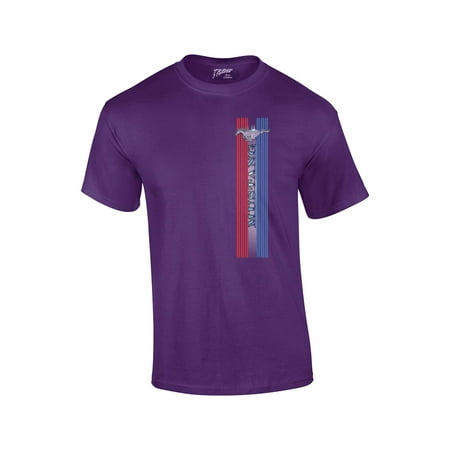 Ford Mustang T-shirt Side Stripes Pony Design-purple-xxxl