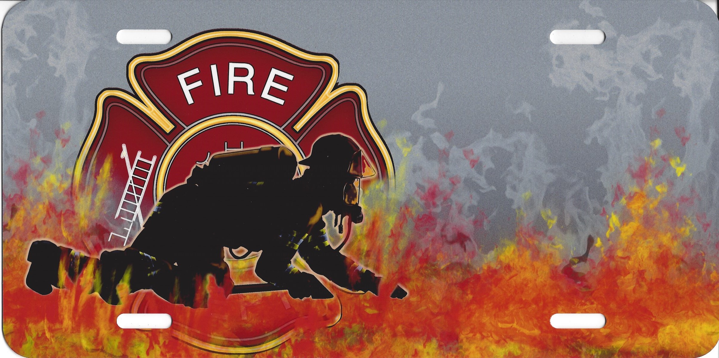 Offset Firefighter License Plate Free Names on this Plate
