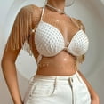 thumbnail image 7 of Rhinestone Mesh Body Chains for Women Sexy See Through Fishnet Hollow Tassels Crop Top Swimwear Bikini Party Clubwear, 7 of 7