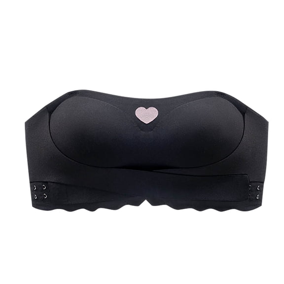 YUTK Plus Size Bras for Women - Women's Solid Color Seamless Underwear without Steel Rims Detachable Chest Sagging Wave Pattern Bra Black Xl
