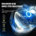 thumbnail image 5 of Bombilla LED H4 con ojos de ángel, HS1 6400LM DC 12V Faro para motocicleta, azul, paquete de 1, 5 of 5
