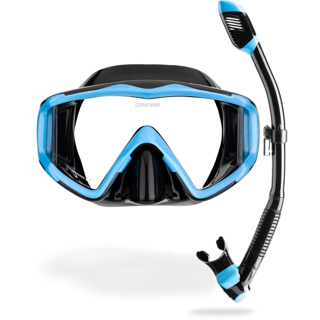 Kit de snorkel Cressi Pano 3 Supernova Dry negro y azul