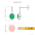 thumbnail image 2 of ANGARA Natural Emerald Dangle Earrings with Floral Diamond Halo in 14K White Gold for Women (Size-5x4mm) | May Birthstone, Birthday, Anniversary, Jewelry Gift for Women | Natural Emerald Earrings, 2 of 6
