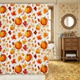 thumbnail image 2 of Erosebridal Pumpkin Leaves Shower Curtain 72Wx72L,Fall Harvest Bathroom Curtain,Cream, 2 of 6