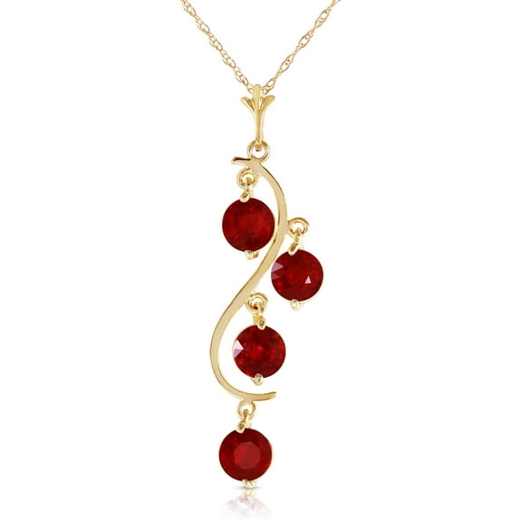 Galaxy Gold 14K Solid Gold 2 Carat Natural Ruby Pendant Necklace for Women - Yellow Gold Fine Jewelry