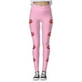 thumbnail image 5 of Leggings Set Cute Love Heart Print Graphic Valentine Tight Running Legging Cross Waist Flare Leggings Scrunched Leggings Bottoms for Women, 5 of 5