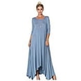 thumbnail image 2 of TZ Apparel Women's Casual Asymmetrical Oversized Handkerchief Hem 3/4 Sleeve Jersey Maxi Dress, 2 of 2